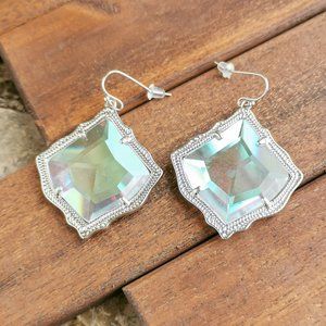 Kendra Scott Kirsten Drop Earring. Silver Dichroic Glass